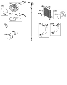 Lubrication Group Diagram and Parts List for 61H277-0108-E1  Briggs and Stratton Engine